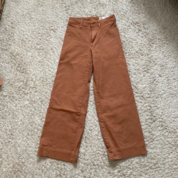 Gap High Rise Wide Leg Full Length Khakis Summer Spice - Picture 2 of 6